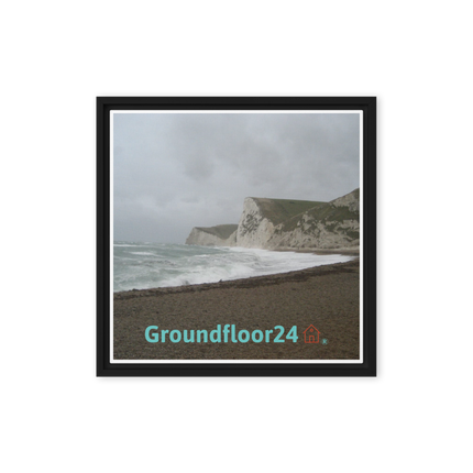 Waves and Sand Framed canvas with Groundfloor24 with House Logo