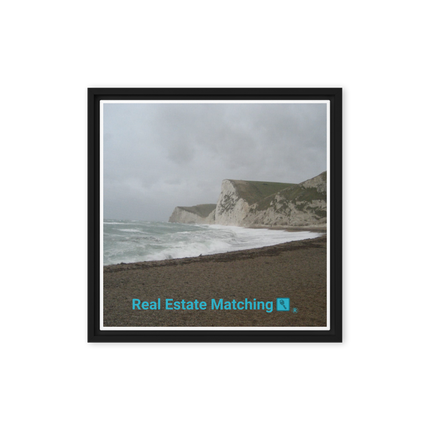 Waves and Sand Framed canvas with realestatematching with key Logo