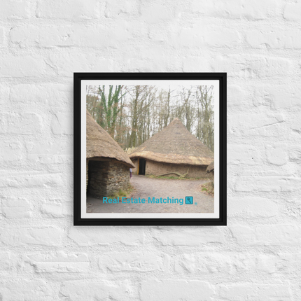 Village Charm Framed canvas with realestatematching with key Logo