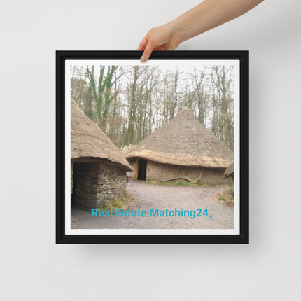 Village Charm Framed canvas with realestatematching24 without key Logo