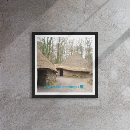 Village Charm Framed canvas with realestatematching24 with key Logo