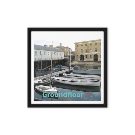 Boat on Water Framed canvas with Groundfloor with House Logo