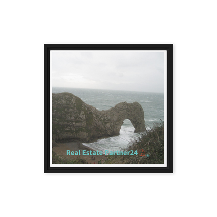 Coastal Escape Framed canvas with realestatepartner24 with house Logo