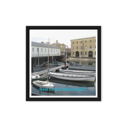 Boat on Water Framed canvas with realestatematching24 without key Logo
