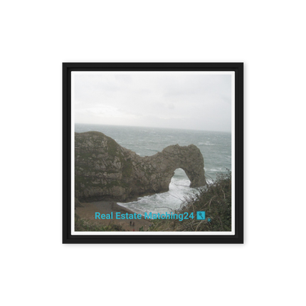 Coastal Escape Framed canvas with realestatematching24 with key Logo