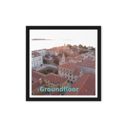 Roof Sunset View Framed canvas with Groundfloor with House Logo