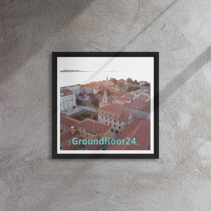 Roof Sunset View Framed canvas with Groundfloor24 without House Logo