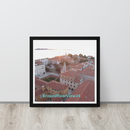 Roof Sunset View Framed canvas with groundfloorview24 with House Logo
