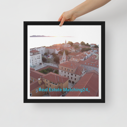 Roof Sunset View Framed canvas with realestatematching24 without key Logo