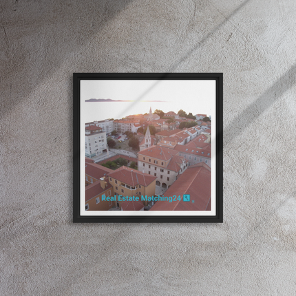 Roof Sunset View Framed canvas with realestatematching24 with key Logo