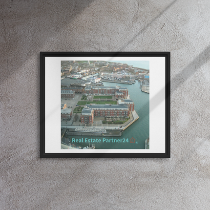 Nice City Framed canvas with realestatepartner24 with house Logo