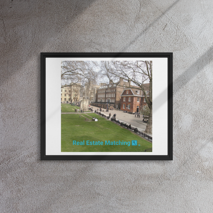 Beautiful Park Framed canvas with realestatematching with key Logo