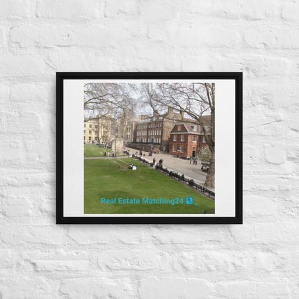Beautiful Park Framed canvas with realestatematching24 with key Logo