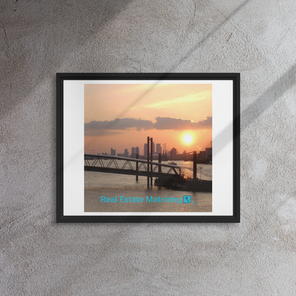 Evening Glow Framed canvas with realestatematching with key Logo