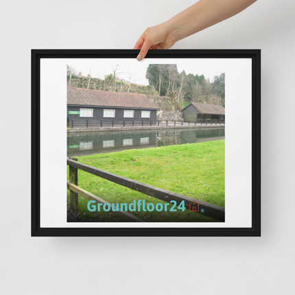 Lakeside Serenity Framed canvas with Groundfloor24 with House Logo