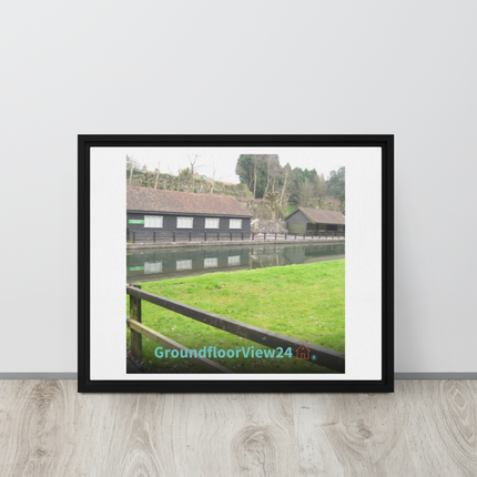 Lakeside Serenity Framed canvas with groundfloorview24 with House Logo