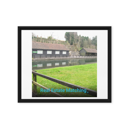Lakeside Serenity Framed canvas with realestatematching without key Logo