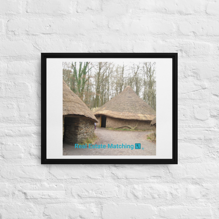 Village Charm Framed canvas with realestatematching with key Logo