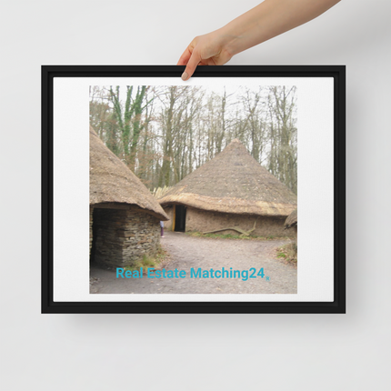 Village Charm Framed canvas with realestatematching24 without key Logo