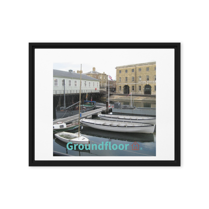 Boat on Water Framed canvas with Groundfloor with House Logo
