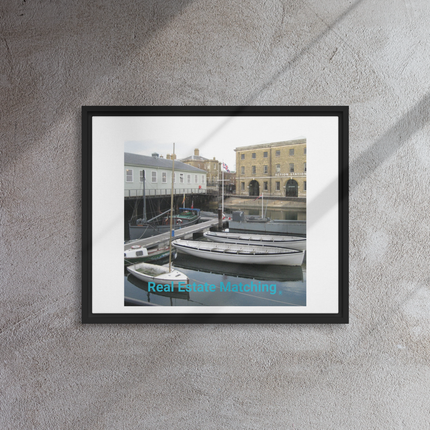 Boat on Water Framed canvas with realestatematching without key Logo