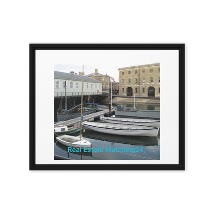 Boat on Water Framed canvas with realestatematching24 without key Logo