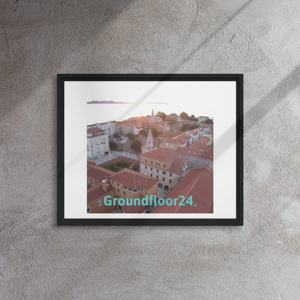 Roof Sunset View Framed canvas with Groundfloor24 without House Logo