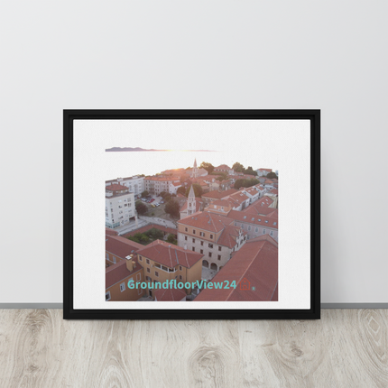 Roof Sunset View Framed canvas with groundfloorview24 with House Logo