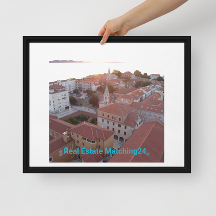 Roof Sunset View Framed canvas with realestatematching24 without key Logo