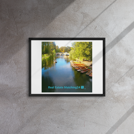 Beautiful Nature Framed canvas with realestatematching24 with key Logo