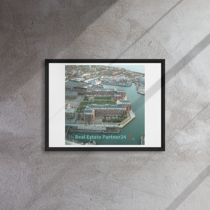 Nice City Framed canvas with realestatepartner24 with house Logo