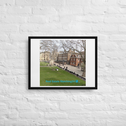 Beautiful Park Framed canvas with realestatematching24 with key Logo