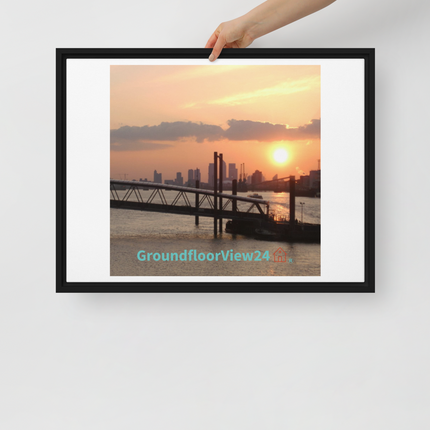 Evening Glow Framed canvas with GroundfloorView24 with House Logo