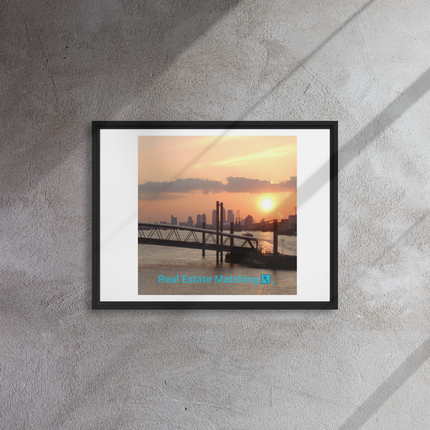 Evening Glow Framed canvas with realestatematching with key Logo