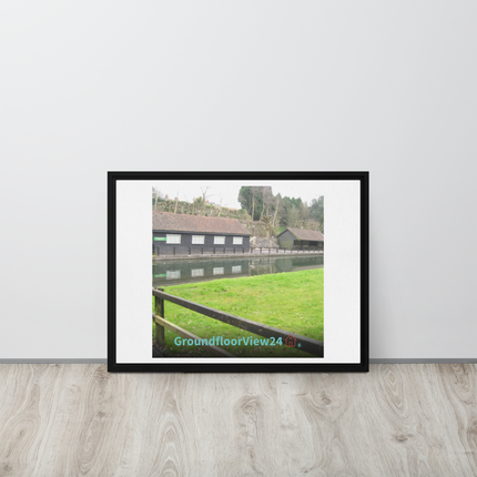 Lakeside Serenity Framed canvas with groundfloorview24 with House Logo