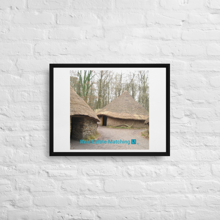 Village Charm Framed canvas with realestatematching with key Logo