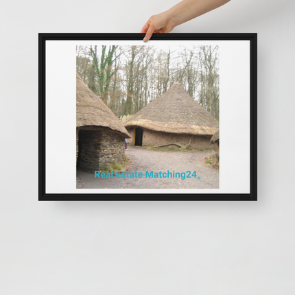 Village Charm Framed canvas with realestatematching24 without key Logo
