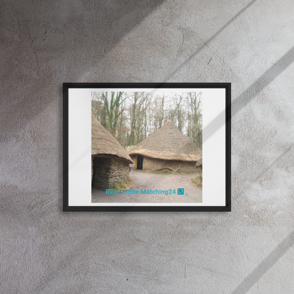Village Charm Framed canvas with realestatematching24 with key Logo