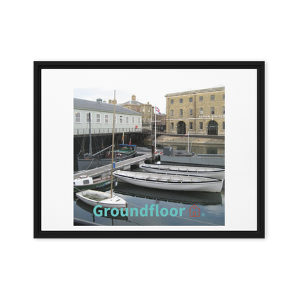 Boat on Water Framed canvas with Groundfloor with House Logo