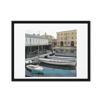 Boat on Water Framed canvas with realestatematching24 without key Logo