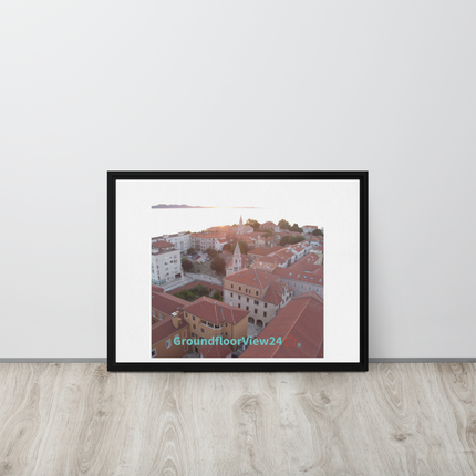 Roof Sunset View Framed canvas with groundfloorview24 with House Logo