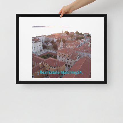 Roof Sunset View Framed canvas with realestatematching24 without key Logo