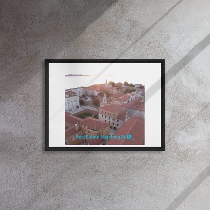 Roof Sunset View Framed canvas with realestatematching24 with key Logo