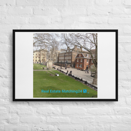 Beautiful Park Framed canvas with realestatematching24 with key Logo