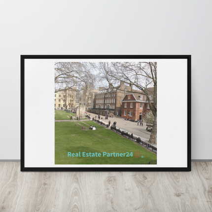 Beautiful Park Framed canvas with realestatepartner24 with house Logo