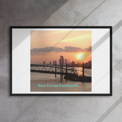 Evening Glow Framed canvas with realestatepartner24 with house Logo