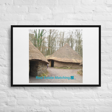 Village Charm Framed canvas with realestatematching with key Logo