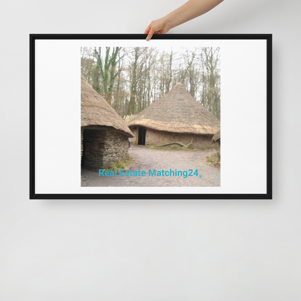 Village Charm Framed canvas with realestatematching24 without key Logo