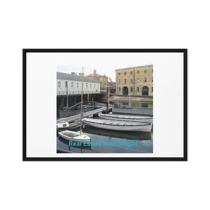 Boat on Water Framed canvas with realestatematching24 without key Logo