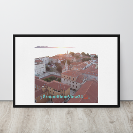 Roof Sunset View Framed canvas with groundfloorview24 with House Logo